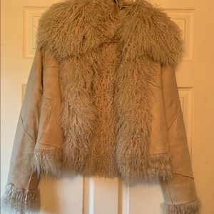 Reversible Mongolian sheep and leather coat